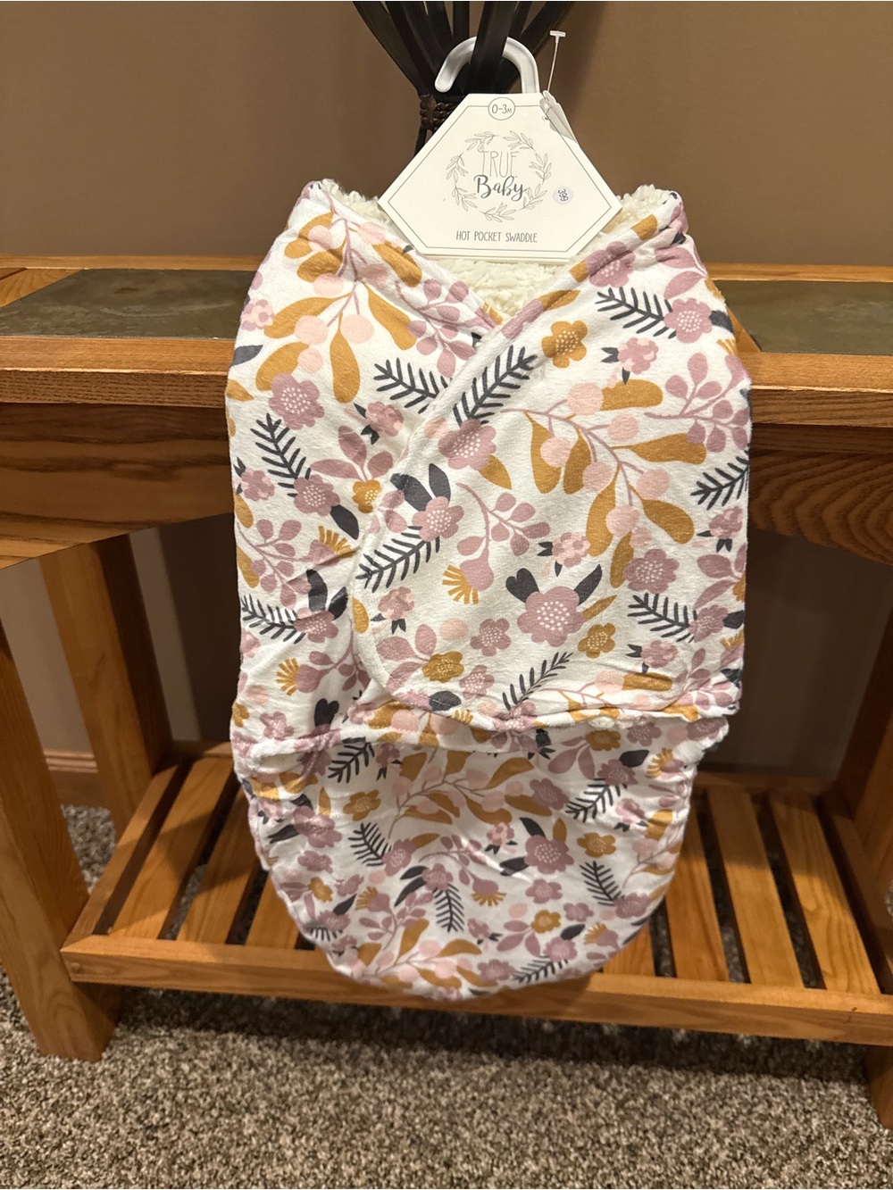 Soft Floral Swaddle- White Pink Mustard